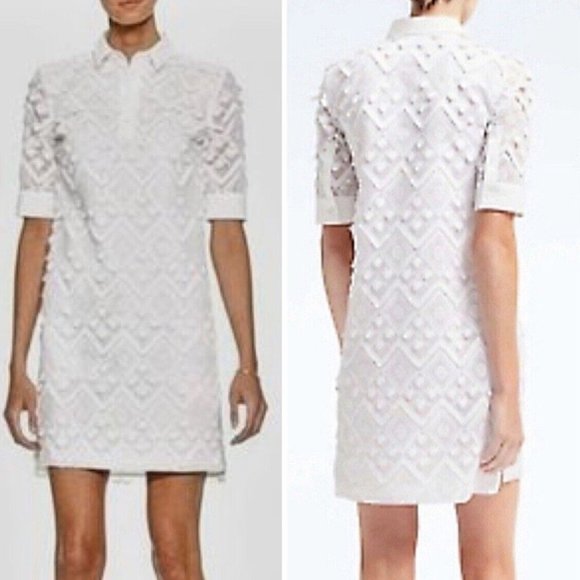 Banana Republic Dresses & Skirts - Banana Republic Embroidered Fringe Polo Shift Collared Mini Dress Lined Size XS